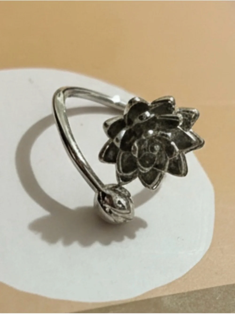 Silver Lotus Ring with lavender lip balm